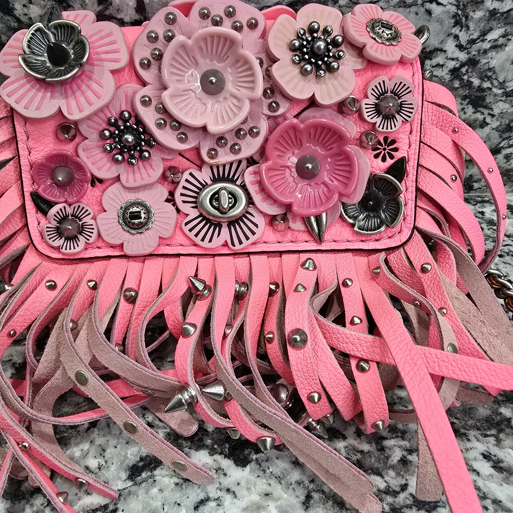 EUC Rare Coach 1941 Wild Tea Rose Fringe Dinky